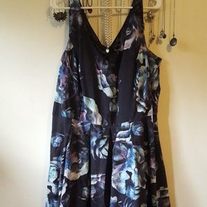 City Chic Blue Floral Fit & Flare